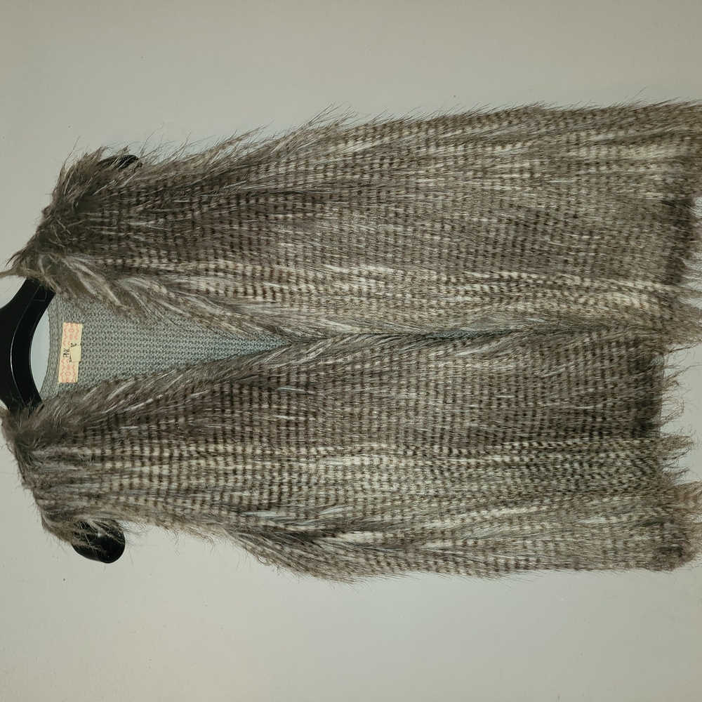 Faux Fur Vest in Brown and Gray